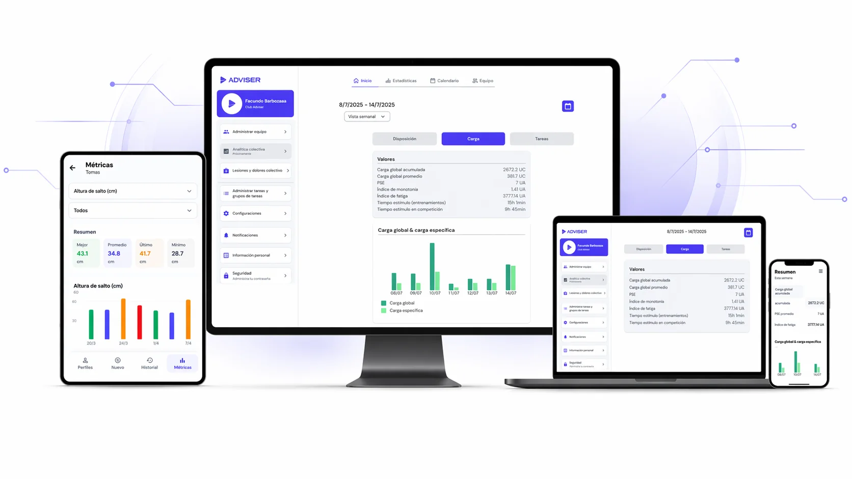 ADVISER disponible como plataforma web en distintos dispositivos